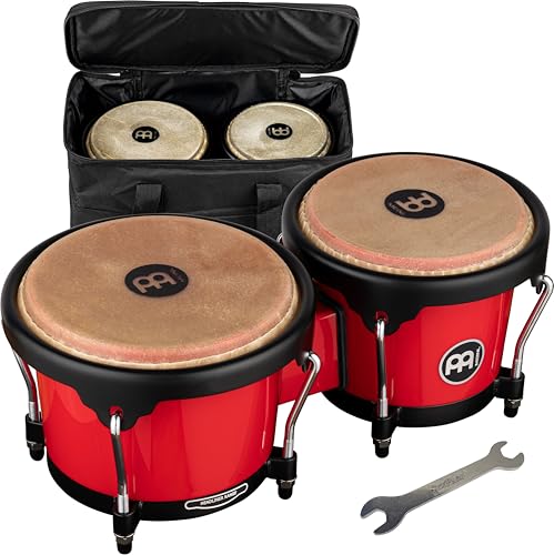 Image of Meinl Percussion Bongos with Bag and Tuning Key, 6.5 inch and 7.5 inch Hand Drum Set - Buffalo Heads, Synthetic Shells