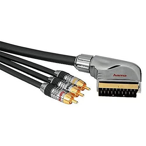 Cordon Péritel mâle 3 RCA mâles 1.50m avec commutateur pour adaptateur audio vidéo