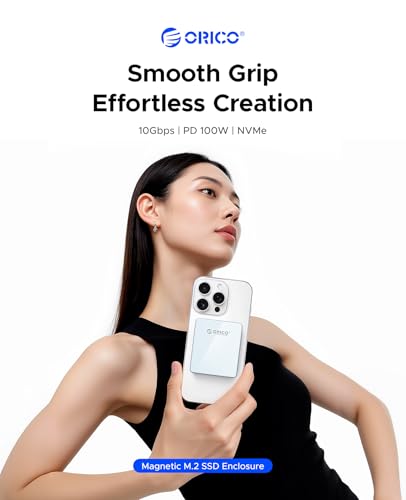 ORICO Magnética M.2 NVMe SSD Carcasa para iPhone 15/16/17 Pro - USB-C 3.2 Gen2 10Gbps, Grabación 4K ProRes, Carga PD 100W, SSD 2230/2242 2TB - AP42P - imagen 2