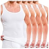 Men's Classic Cotton Undershirt Vest 5-Pack Pure Sleeveless Tank Tops White