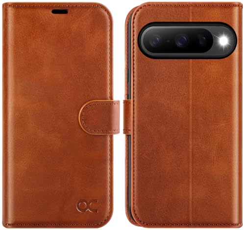 OCASE Kompatibel für Google Pixel 10 Hülle/Google Pixel 10 Pro Hülle [Standfunktion] [Kartenfach] [RFID-Sperrung Brhützt] Handyhülle Lederhülle Klapphülle Kartenfach Braun