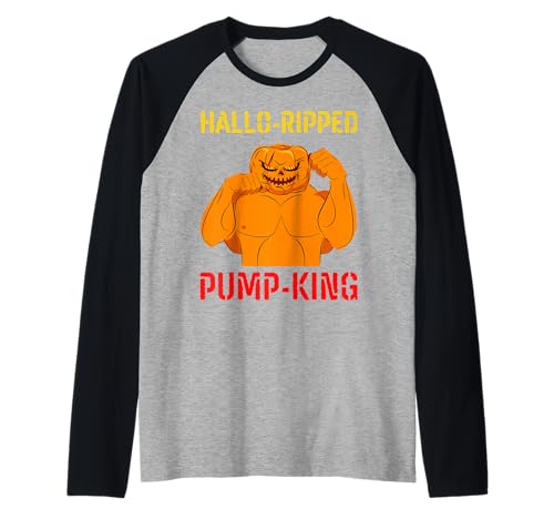 Halloween bekommt Hallow Ripped Pump King Fit Strong Kürbis Raglan