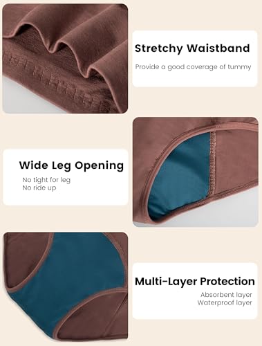 High Waist Period Underwear for Women Heavy Flow Soft Absorbent Leakproof Period Panties Pack of 34