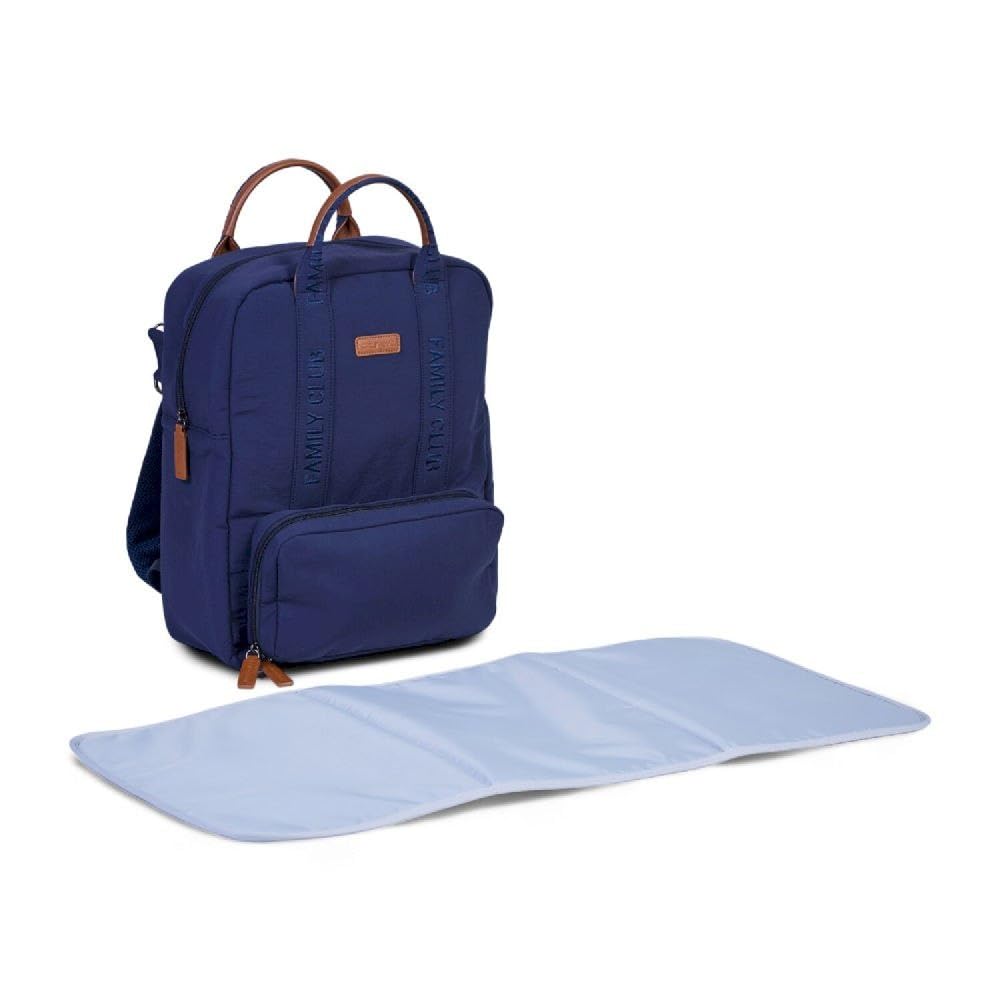 CHILDHOME, Plecak na pieluchy Family Bag, duża pojemność, wielofunkcyjny, mata do przewijania w zestawie, 11 przegródek, izolowane kieszenie, walizka na kółkach, wieszak na wózek, 20,5 l, granatowy