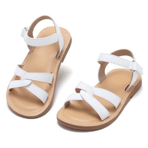 Image of Kolan Toddler Girl Sandals Open Toe Flat Princess Dress Shoes Little Kids