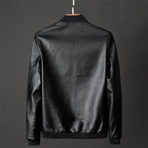Blouson bomber noir en polyuréthane synthétique avec fermeture éclair intégrale