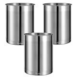 KSENDALO 3 Pack Stainless Steel Utensil Holder for Counter, Brushed Silver Metal Utensil Crock Canister with Heavy Base, Dishwasher Safe, for Kitchen Countertop Storage
