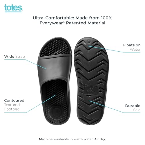 Image of Totes Men's Everywear Slide Sandals Lightweight Waterproof Comfort Slides with Cushioned Footbed for Pool, Beach & Everyday Wear