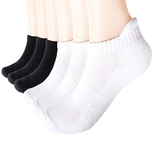 Ambielly Entrenador Calcetines por Hombres y mujeres Deportes Tobillo Calcetines Para hombre y mujer Invisible Caminando Corriendo Calcetines (Black&White, 39-42)