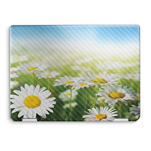 Image of MightySkins Carbon Fiber Skin Compatible with HP Spectre x360 14 inch (2022) Full Wrap Kit - Field of Daisies | Protective, Durable Textured Carbon Fiber Finish | Easy to Apply | Made in The USA