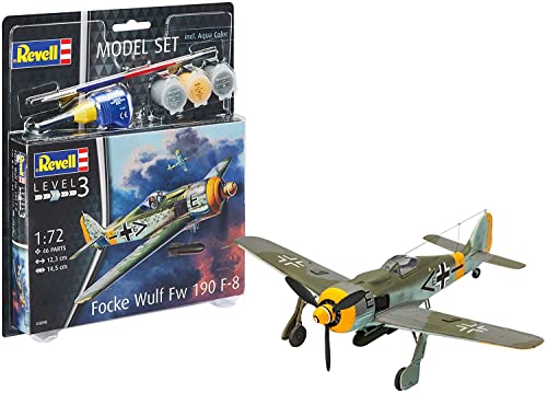 Revell GmbH 63898 Model Set Focke Wulf Fw190 F-8 Including Paints, Glue & Brush, Luftwaffe Camouflage, 1:72 -  RV63898