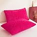 Fluffy Plush Duvet Cover Set, Luxury Ultra Soft Faux Fur Hot Pink Comforter Cover 3 Pieces (1 Fuzzy Cover + 2 Shaggy Pillowcases), Zipper Closure (Queen, Hot Pink)