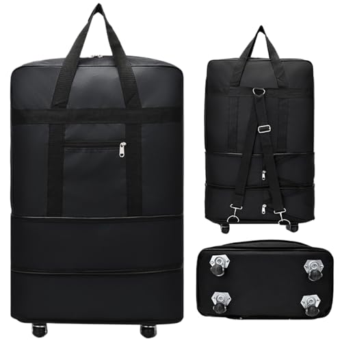 24 Inch Medium Duffle Bag with Wheels Foldable Duffle Bag for Travel with Handle Shoulder Strap Oxford Cloth Waterproof Rolling Duffle Bag s foldable duffle bag