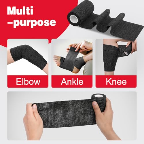 Image of AZEN 9 Pack Self Adhesive Bandage Wrap, 4 inch X 5 Yards Elastic Cohesive Bandage Wrap, Color Athletic Tape, Tattoo Grip Tape Wrap, Vet Wrap, Ankle Tape