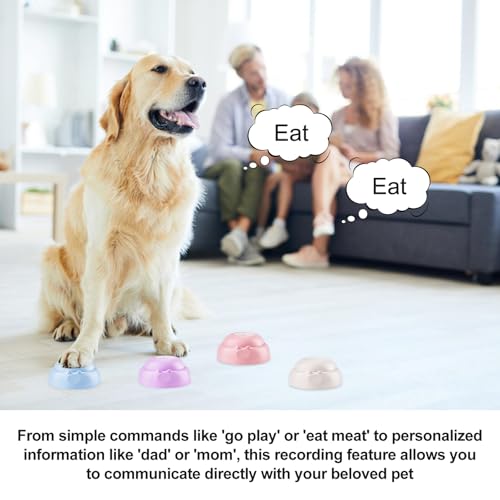 Buzzer Mit Aufnahmefunktion Hunde, 4 Stück Intelligenzspielzeug für Hunde, Hunde Buttons zum Sprechen, Buzzer mit Sound für Haustier Talking, Hundetasten für Kommunikation, Mehrfarbig Hundeknöpfen