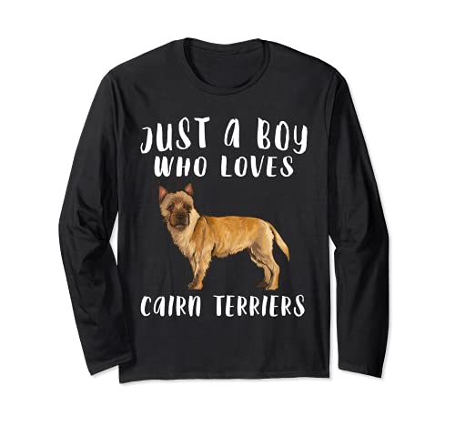 Im Just A Boy Who Loves Cairn Terriers Dog Lover Long Sleeve T-Shirt, Black