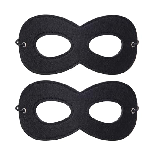 Yilistore 2 Pieces Black Felt Eye Mask Halloween Costumes Masquerade Half Mask Cosplay Party Supplies for Adult Kids