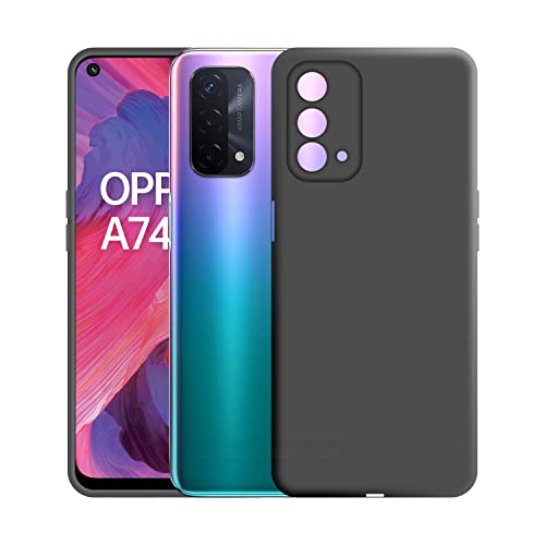 Image of Case Creation Liquid TPU Silicone Cover for Oppo A74 5G Soft Case,Anti-Dirty Slim Case Frosted Matte Cute Candy TPU Raised Bezel (Splash of Color) Back Case Cover for Oppo A74 5G -Black