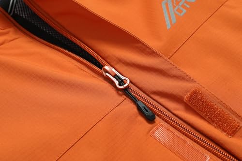 OTU Men's Lightweight Waterproof Hooded Rain Jacket Outdoor Raincoat Shell Jacket for Hiking Travel Orange XXL