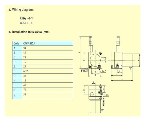 Sensor de desplazamiento de cable CWP-S125 y rango de 125 mm con salida de 0-10v 5