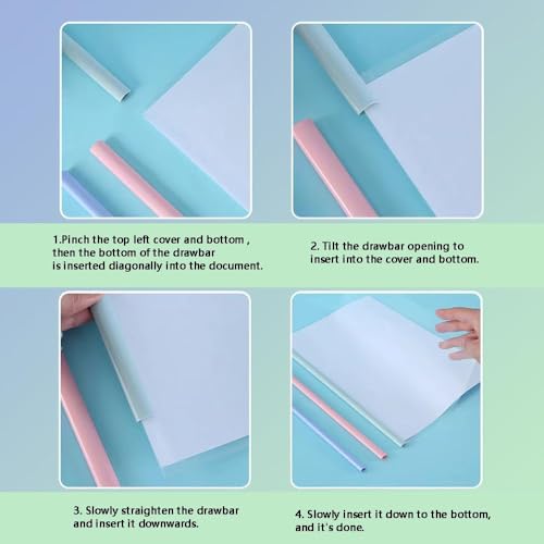 10 Stück Heftumschlag a4 Transparent, Klemmschienen Durchsichtig, Klemmhefter A4 Klemmbinder PP Kunststoff, Bewerbungsmappen - Mehrfarbig Stäbe