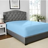 Homesperception Jersey Cotton Poly Fitted Sheet – Comfy and Stretchable Fabric – 4-Way Elastic Deep Pocket for Comfort – Fade Resistant and Wrinkle-Free (Sky Blue, Full)
