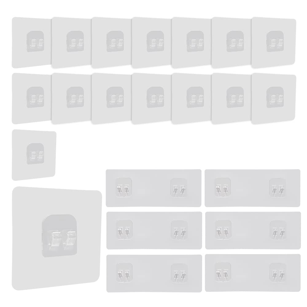 WYAN Self Adhesive Hooks Set-Heavy Duty Wall Hooks,Adhesive Hooks Replacement,Corner Shower Caddy Adhesive Sticker Replacement Hook (6pcs 6 * 15cm+16pcs 7 * 7cm)