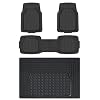 Amazon Basics Deep Dish Universal Heavy Duty PVC Faux Rubber Floor Mats Set 4-piece with Cargo Liner, All-Weather Protection waterproof Trim To Fit for Cars, Automotive, SUVs, Sedan, Trucks, Black