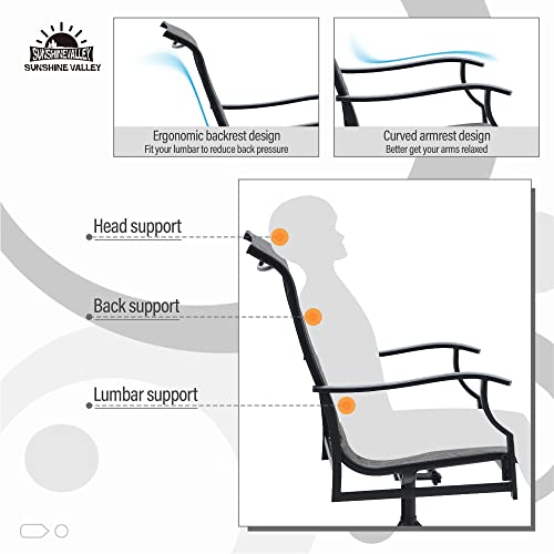 Sunshine Valley Outdoor Dining Chairs For 2,Swivel Patio Dining Chairs Garden Backyard Lawn Yard Furniture, Steel Frame With Textilene Fabric Rocking Chair. #TOP3