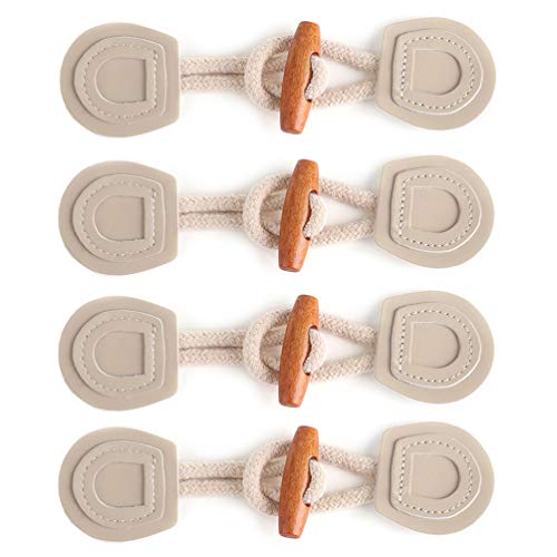 4 Sets Sew-On Toggle With Wooden Horn Button For Coat Jackets Shawl Diy Sewing Accessories (Beige) #TOP8