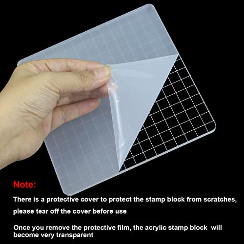 Large Stamp Blocks 6 Inch Acrylic Clear Stamping Blocks Tools with Grid Lines for Scrapbooking Crafts Making