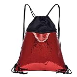 Damen Rucksäcke Pailletten Schultasche Schulrucksack Casual Outdoor Reisetasche Rucksack Strandtasche Yuwegr(Rot)
