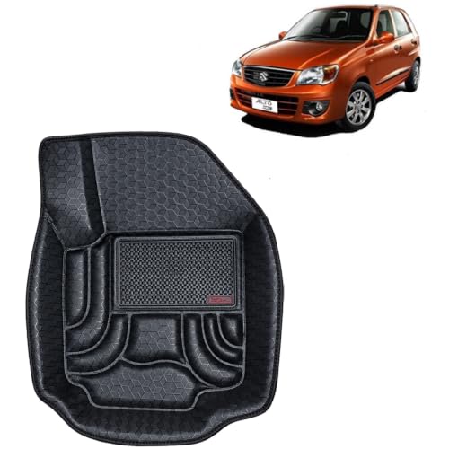 Image of OTO2EYE Car Floor Mat 4.5D Compatible for Maruti Suzuki Alto K10 (2022 to 2026) All Model, 100% Waterproof Tray Shape, Set of 3 Pieces, Top Notch PVC 4.5D Foot Mats, Washable, 1 Year Warranty
