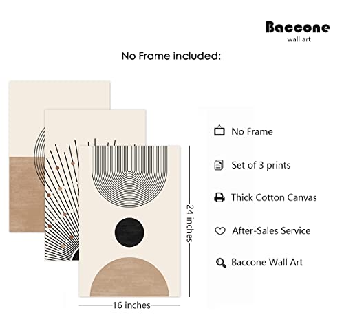 Mid Century Modern Wall Art Set Of 3 Neutral Boho Art Prints Abstract Geometric Wall Art Picture Black Beige Terracotta Minimalist Painting Canvas Artwork For Living Room Bedroom 16X24 Inch Unframed #TOP1