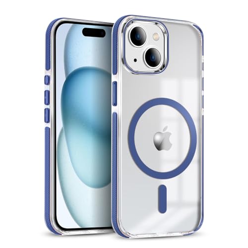 Image of MINTZZ ️ for iPhone 14 Case, Compatible with MagSafe, Military-Grade Protection, Yellowing Resistant, Scratch-Resistant TPU Back, Magnetic Phone Case (Navy Blue, iPhone 14)