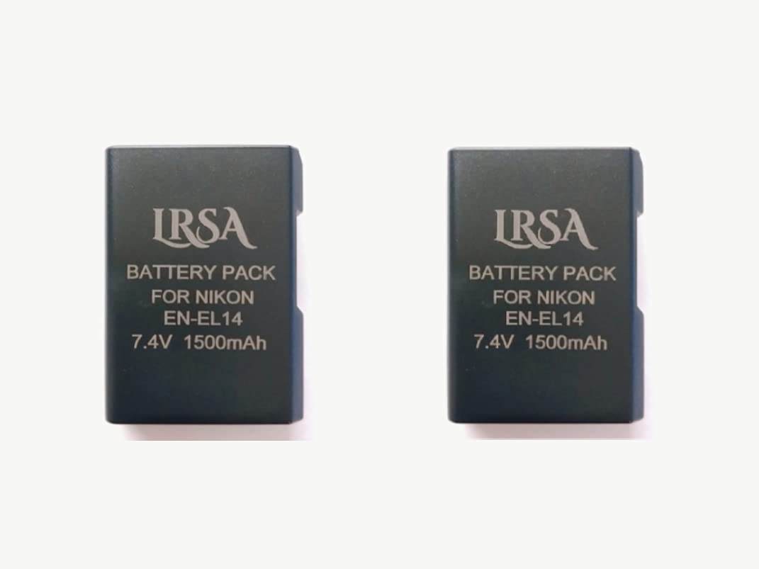 LRSA TECHNOLOGY PVT. LTD Lithium-Ion DSLR Battery 7.4 v 1500mah 2-Pack for Nikon EN-EL14, EN-EL14a Video Camera (EN-EL14 CAMERA BATTERY)