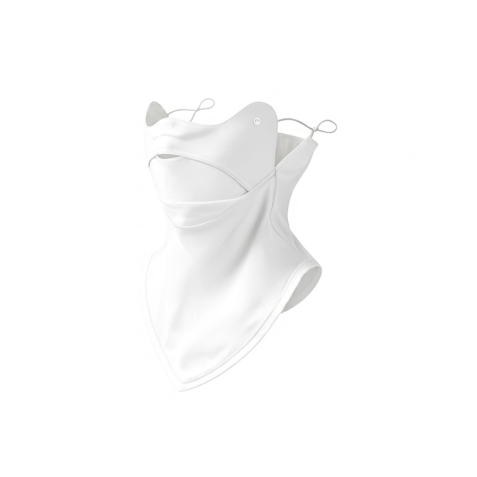 Ear Loops Sun Protection Face Guard Fitted Shape Breathable Mesh Face Mask Silky Material Neck Drape Mask, White-image-44