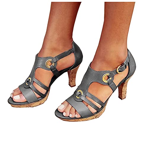 Fashion Ladies Elegant Buckle Strap Ankle Peep Toe High Heel Sandals Roman 2022 Summer Women'S Shoes3