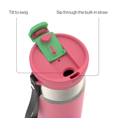 Image of Contigo DualSip 16 oz Compact Stainless Steel Vacuum-Insulated Water Bottle with 2-in-1 Leakproof Lid (Straw or Spout), BPA-Free & Lead-Free, Dishwasher Safe