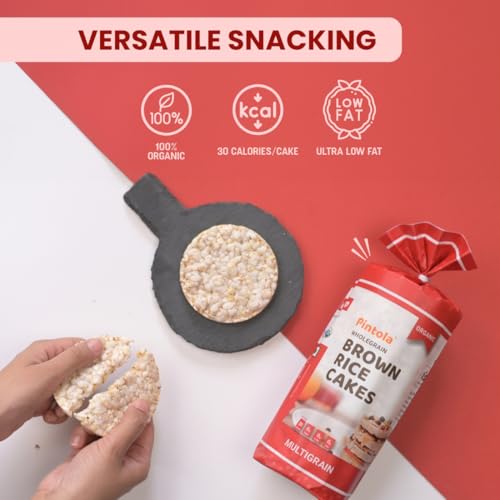 Image of Pintola Organic Brown Rice Cake Multigrain Unsalted (130g x 2) | Gluten-Free Snack | 9 Wholegrains | Low Fat | 30 Calories per Cake | Soy & Yeast Free | Healthy Snack for Weight Loss