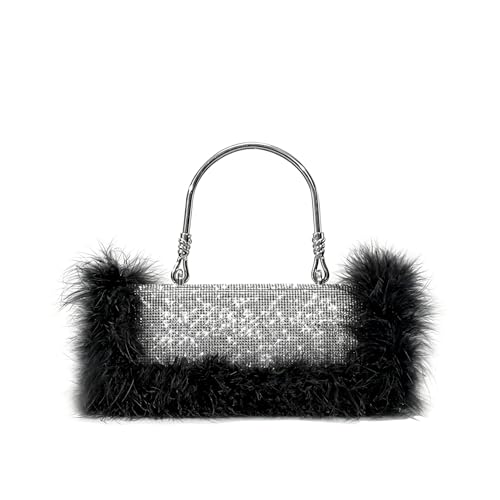 Sac de soirée pour mariage et fêtes chic à strass et plumes