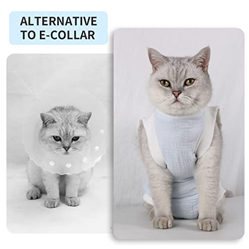 Image of Cat Surgery Recovery Suit,Soft Recovery Suit for Cats After Surgery Wear,Professional Cat Recovery Suit Female(Blue,S)