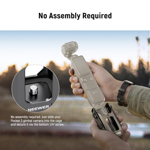 Image of NEEWER Pocket 3 Cage, All in One Aluminum Alloy Protective Video Rig Compatible with DJI Osmo Pocket 3 & Magnetic Mount Accessories, 1 /4 inch Threads Cold Shoe, Slots for Quick Release Side Handle, AC029
