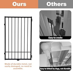   SMONTER-Free-Standing-Dog-Gate-with-Door-Walk-Through-805-Extra-Wide-Indoor-Dog-Fence-315-Height-4-Panels-Foldable-Metal-Pet-Puppy-Gate-for-Stairs-Hallways-Doorway