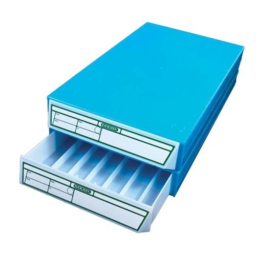 258-4200-G10 Dark Green Stackable Cassette File Drawer, Marbled with ID Labels (Pack of 2)
