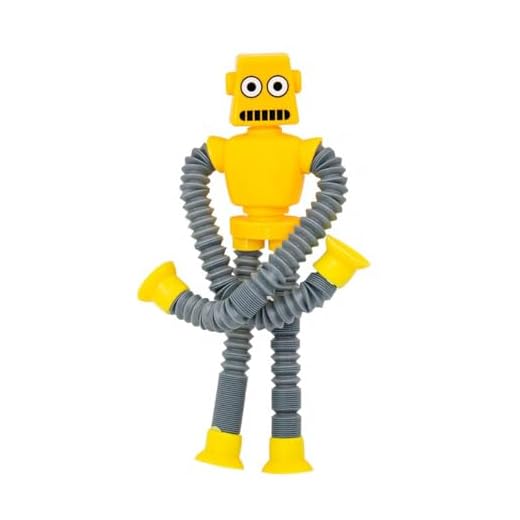 1 Pc Brinquedo Infantil Divertido Colorido Robô Pop It Estica Puxa Com Led e Ventosa… (Amarelo)