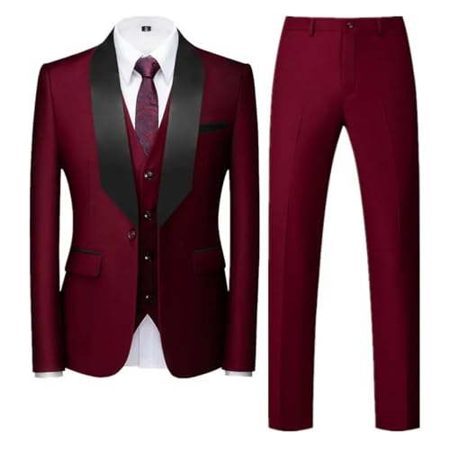 Men Soild Formal Wedding 3 Piece Black Blue Dark Fashion Simple Business Social Tuxedo Set4