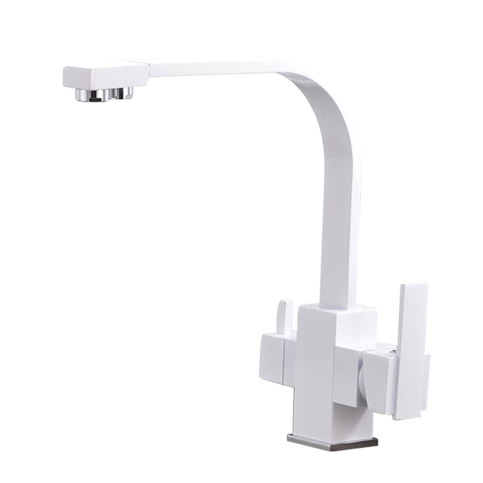 ZYCHSJXA 3 Way Kitchen Tap White Sink Taps Rotating Brass-White