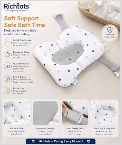 Image of Premium Baby Bath Pad Anti-Slip Infant Bath Cushion Newborn Bathtub Seat Infant Bath Support Cushion Mat Soft Floating Bathing Tub Seat Baby Bath Pillow Shower Bather(White) (White bath pillow)