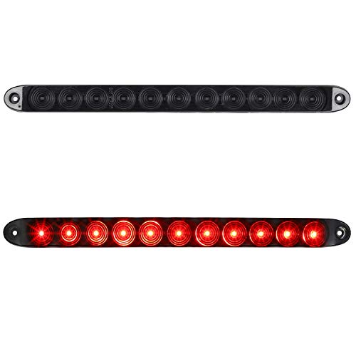 Image of Partsam 2pcs 15 inch Smoke /Red 11 LED Waterproof Car Trailer Truck Stop Turn Tail Brake Light Bar